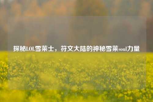 探秘LOL雪莱士，符文大陆的神秘雪莱soul力量