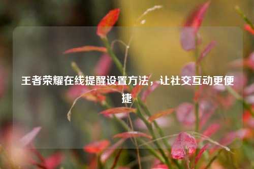 王者荣耀在线提醒设置方法,让社交互动更便捷