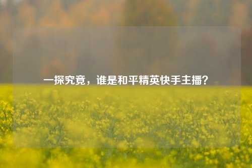 一探究竟，谁是和平精英快手主播？