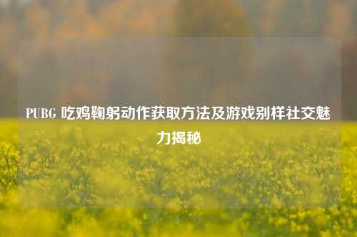 PUBG 吃鸡鞠躬动作获取方法及游戏别样社交魅力揭秘