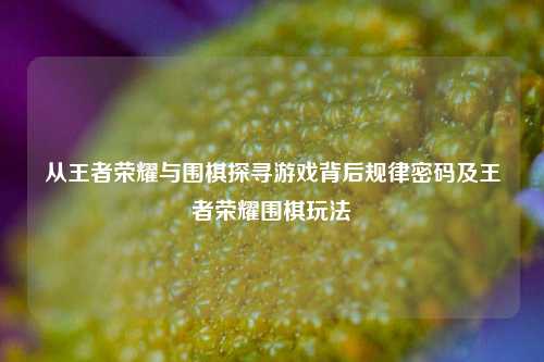 从王者荣耀与围棋探寻游戏背后规律密码及王者荣耀围棋玩法