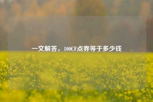 一文解答,100CF点券等于多少钱