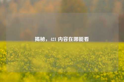 揭秘,421 内容在哪能看