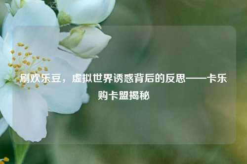 刷欢乐豆，虚拟世界诱惑背后的反思——卡乐购卡盟揭秘
