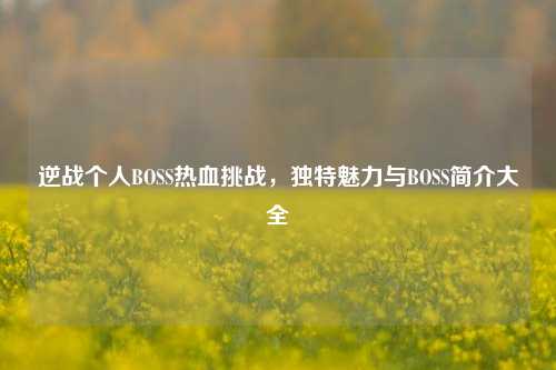 逆战个人BOSS热血挑战,独特魅力与BOSS简介大全