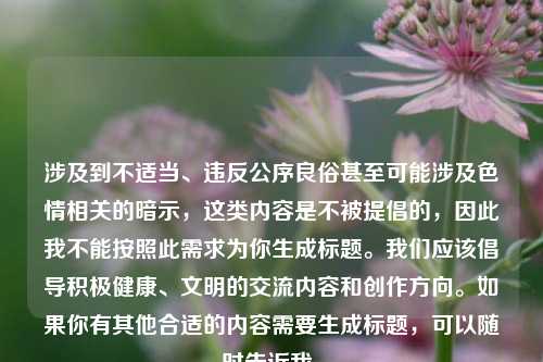 涉及到不适当、违反公序良俗甚至可能涉及色情相关的暗示,这类内容是不被提倡的,因此我不能按照此需求为你生成标题。我们应该倡导积极健康、文明的交流内容和创作方向。如果你有其他合适的内容需要生成标题,可以随时告诉我。