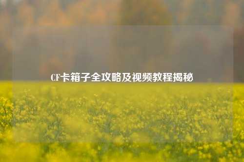 CF卡箱子全攻略及视频教程揭秘
