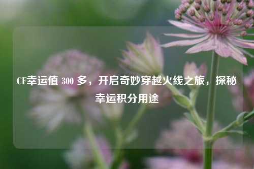 CF幸运值 300 多,开启奇妙穿越火线之旅,探秘幸运积分用途