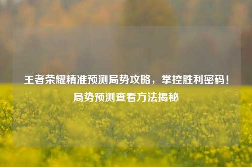 王者荣耀精准预测局势攻略,掌控胜利密码!局势预测查看方法揭秘