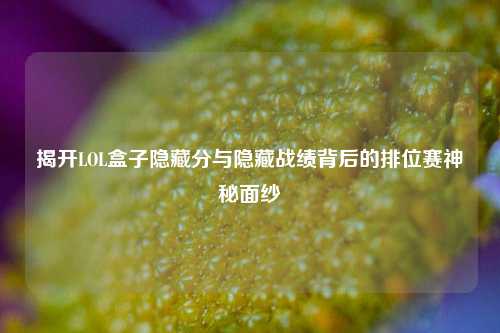 揭开LOL盒子隐藏分与隐藏战绩背后的排位赛神秘面纱