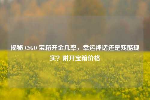 揭秘 CSGO 宝箱开金几率,幸运神话还是残酷现实?附开宝箱价格