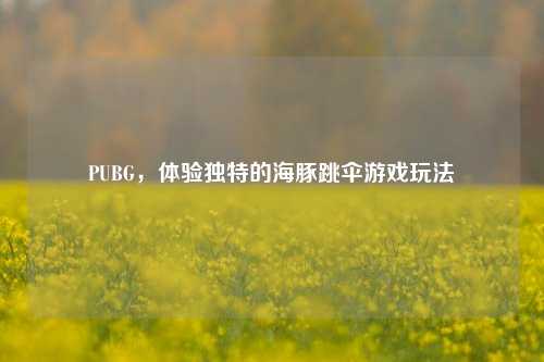 PUBG,体验独特的海豚跳伞游戏玩法