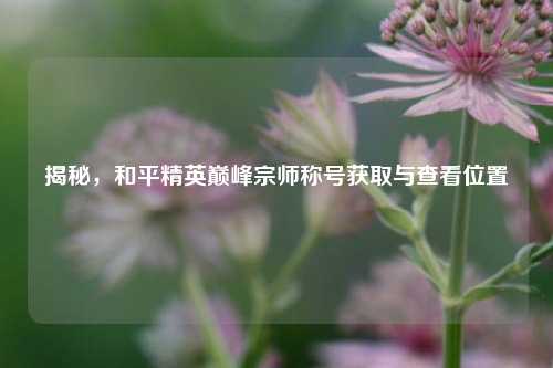 揭秘,和平精英巅峰宗师称号获取与查看位置