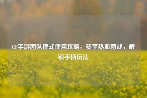 CF手游团队模式使用攻略,畅享热血团战,解锁手柄玩法