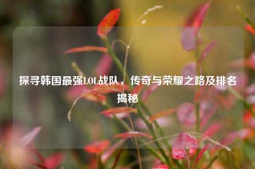 探寻韩国最强LOL战队,传奇与荣耀之路及排名揭秘