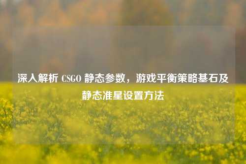深入解析 CSGO 静态参数,游戏平衡策略基石及静态准星设置方法