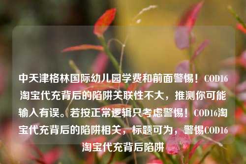 中天津格林国际幼儿园学费和前面警惕！COD16淘宝代充背后的陷阱关联性不大，推测你可能输入有误。若按正常逻辑只考虑警惕！COD16淘宝代充背后的陷阱相关，标题可为，警惕COD16淘宝代充背后陷阱