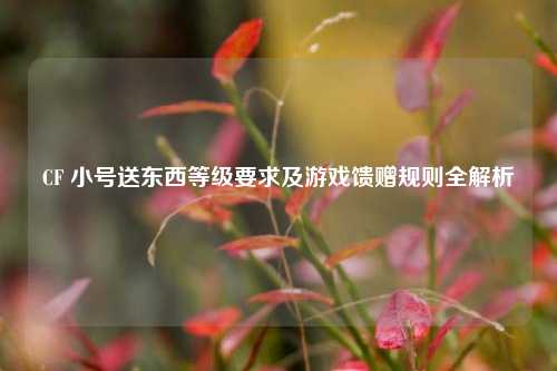 CF 小号送东西等级要求及游戏馈赠规则全解析