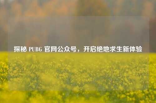 探秘 PUBG 官网公众号，开启绝地求生新体验