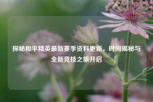 探秘和平精英最新赛季资料更新,时间揭秘与全新竞技之旅开启