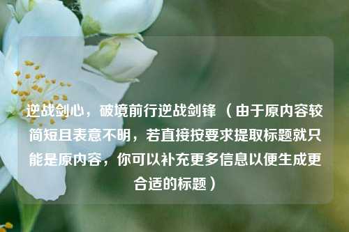 逆战剑心,破境前行逆战剑锋 (由于原内容较简短且表意不明,若直接按要求提取标题就只能是原内容,你可以补充更多信息以便生成更合适的标题)