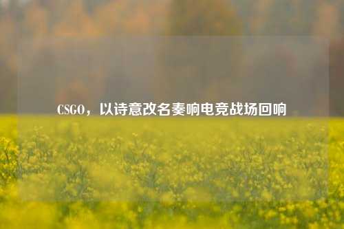 CSGO，以诗意改名奏响电竞战场回响