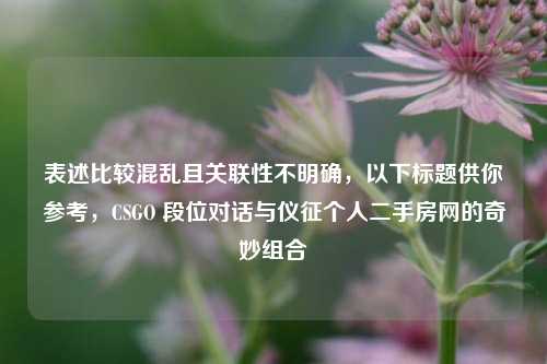 表述比较混乱且关联性不明确，以下标题供你参考，CSGO 段位对话与仪征个人二手房网的奇妙组合