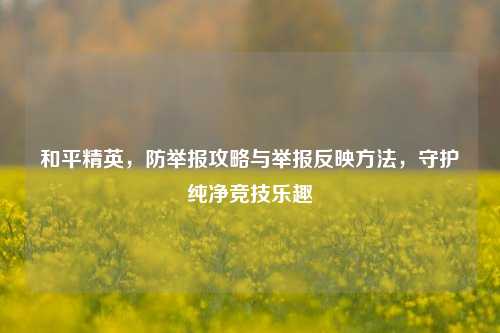 和平精英,防举报攻略与举报反映方法,守护纯净竞技乐趣