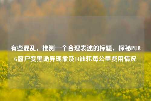 有些混乱,推测一个合理表述的标题,探秘PUBG窗户变黑诡异现象及14油耗每公里费用情况