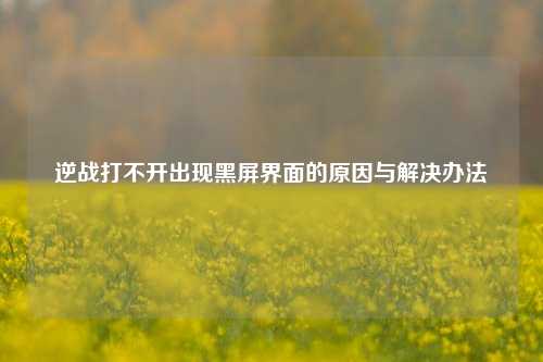 逆战打不开出现黑屏界面的原因与解决办法