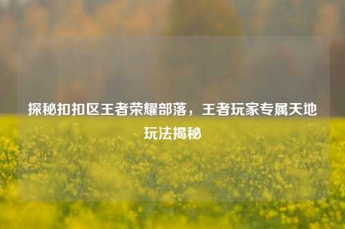 探秘扣扣区王者荣耀部落，王者玩家专属天地玩法揭秘