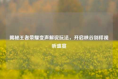 揭秘王者荣耀变声解说玩法,开启峡谷别样视听盛宴