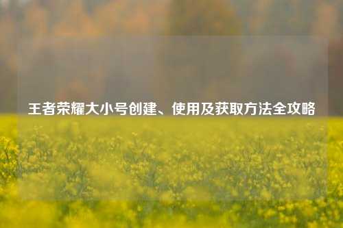 王者荣耀大小号创建、使用及获取方法全攻略