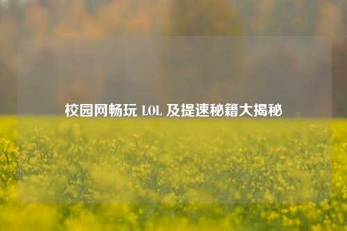 校园网畅玩 LOL 及提速秘籍大揭秘