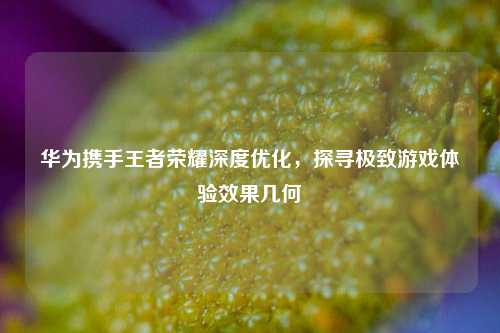 华为携手王者荣耀深度优化，探寻极致游戏体验效果几何