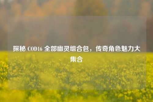 探秘 COD16 全部幽灵组合包,传奇角色魅力大集合