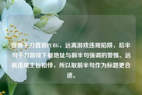 警惕千刀直装PUBG，远离游戏违规陷阱，后半句千刀游戏下载地址与前半句强调的警惕、远离违规主旨相悖，所以取前半句作为标题更合适。