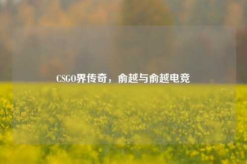 CSGO界传奇，俞越与俞越电竞