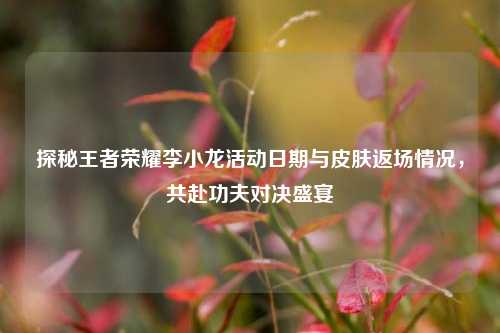 探秘王者荣耀李小龙活动日期与皮肤返场情况，共赴功夫对决盛宴