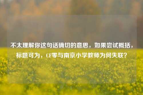不太理解你这句话确切的意思，如果尝试概括，标题可为，CF零与南京小学教师为何失联？