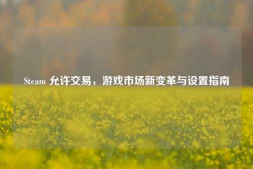 Steam 允许交易,游戏市场新变革与设置指南