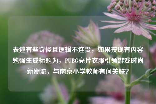 表述有些奇怪且逻辑不连贯，如果按现有内容勉强生成标题为，PUBG亮片衣服引领游戏时尚新潮流，与南京小学教师有何关联？