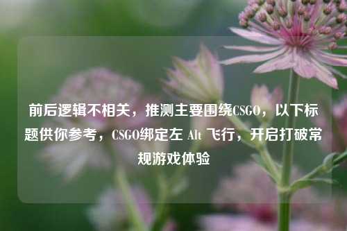 前后逻辑不相关,推测主要围绕CSGO,以下标题供你参考,CSGO绑定左 Alt 飞行,开启打破常规游戏体验