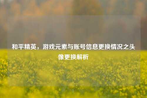 和平精英,游戏元素与账号信息更换情况之头像更换解析
