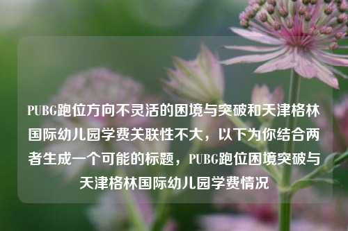 PUBG跑位方向不灵活的困境与突破和天津格林国际幼儿园学费关联性不大,以下为你结合两者生成一个可能的标题,PUBG跑位困境突破与天津格林国际幼儿园学费情况