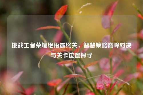 挑战王者荣耀绝悟最终关，智慧策略巅峰对决与关卡位置探寻