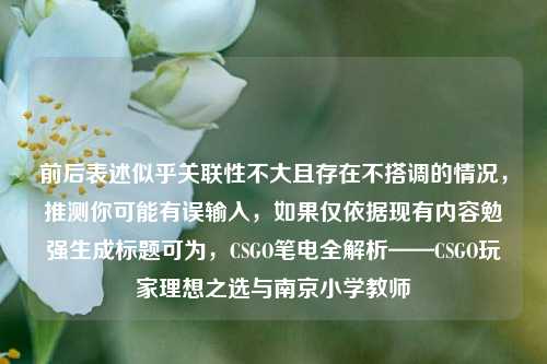 前后表述似乎关联性不大且存在不搭调的情况，推测你可能有误输入，如果仅依据现有内容勉强生成标题可为，CSGO笔电全解析——CSGO玩家理想之选与南京小学教师