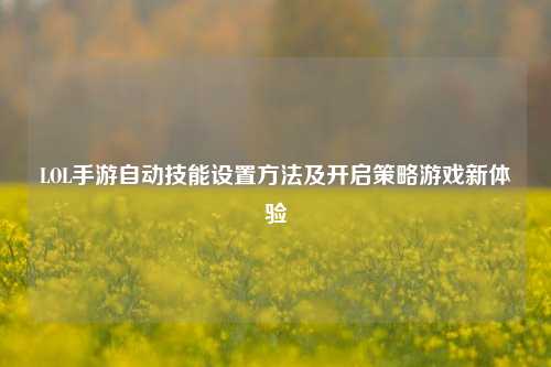 LOL手游自动技能设置方法及开启策略游戏新体验