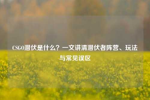 CSGO潜伏是什么?一文讲清潜伏者阵营、玩法与常见误区