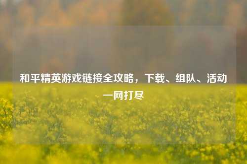 和平精英游戏链接全攻略，下载、组队、活动一网打尽